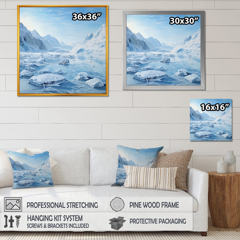 «Glacier Winter Scenery In Greenland I», reproduction sur toile, Cadre simple noir, H 30 po x l 30 po x P 1 po