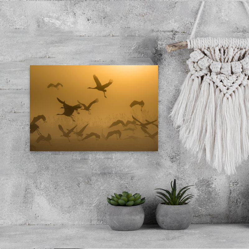 Art contemporain contemporain, paysage abstrait, oiseau, paysage, H 12 po x l 18 po