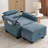 Compact Blue Recliner With Storage Ottoman And Usb Charging