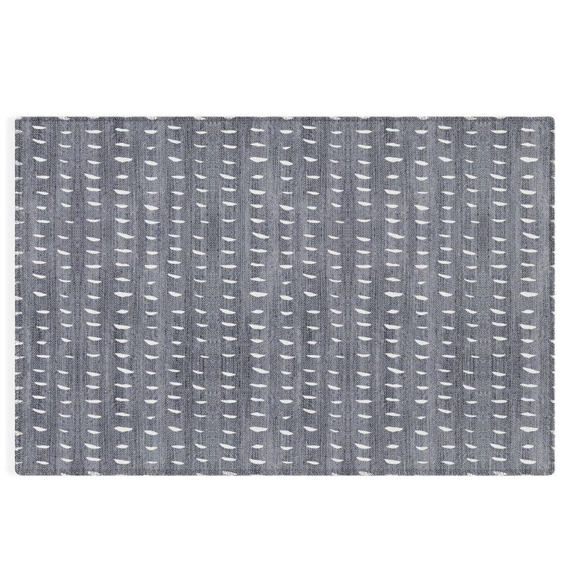 Tapis d'extérieur rectangulaire tissé à plat en polyester / chenille bleu Kensell, Rectangle 4 pi x 6 pi