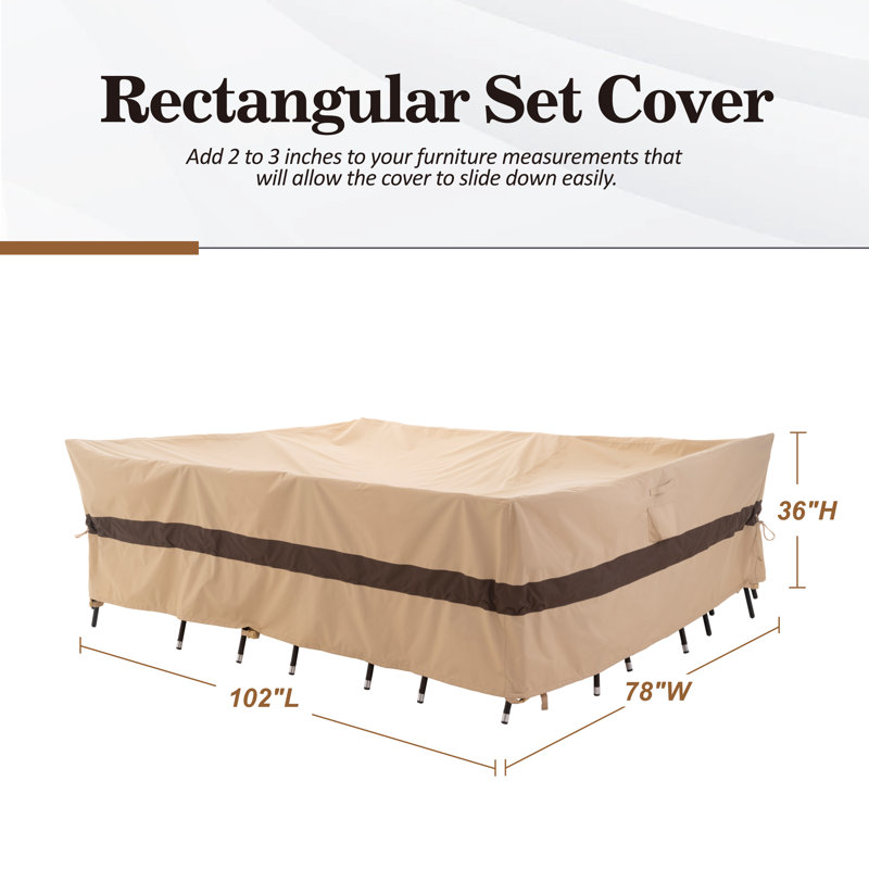 Housse pour table d'extérieur rectangulaire de qualité supérieure imperméable 86 po (L) x 47 po (H) x 31 po (H), tissu teint dans la masse, garantie 3 ans