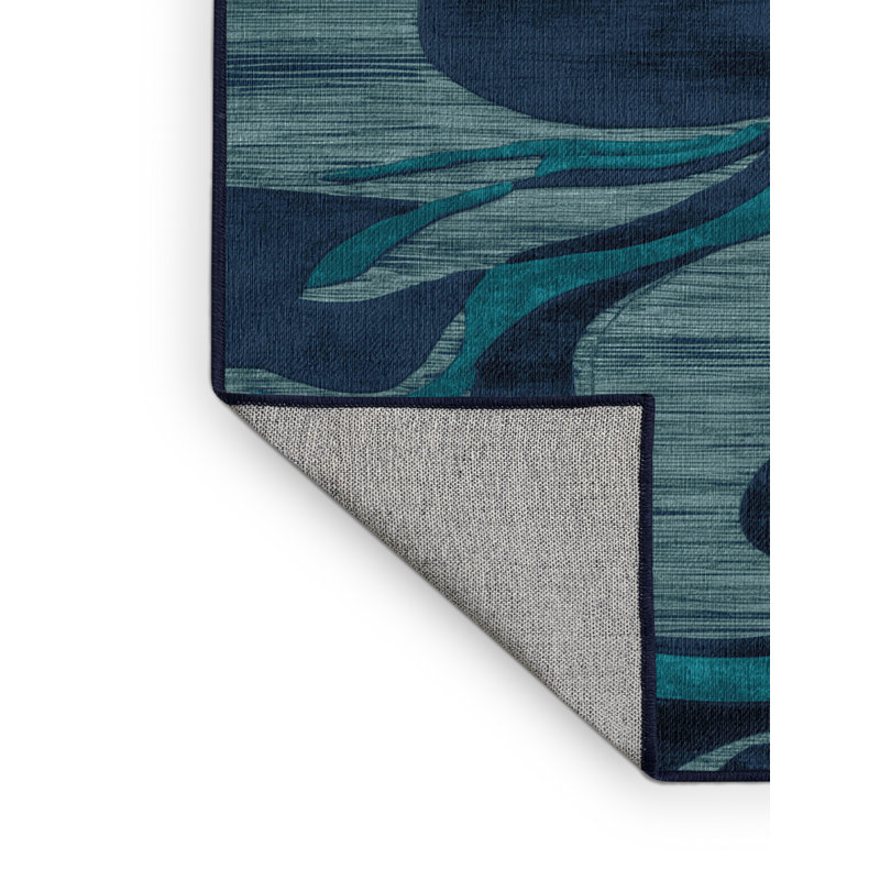 Machine Washable Abstract Grey Area Rug, Square 4'
