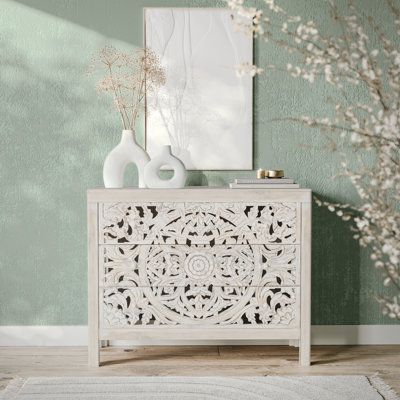 Viktar Solid Wood 3 - Drawer Accent Chest by Bungalow Rose