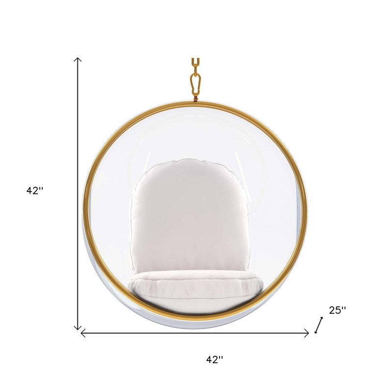 Fauteuil ballon 42 po en similicuir blanc