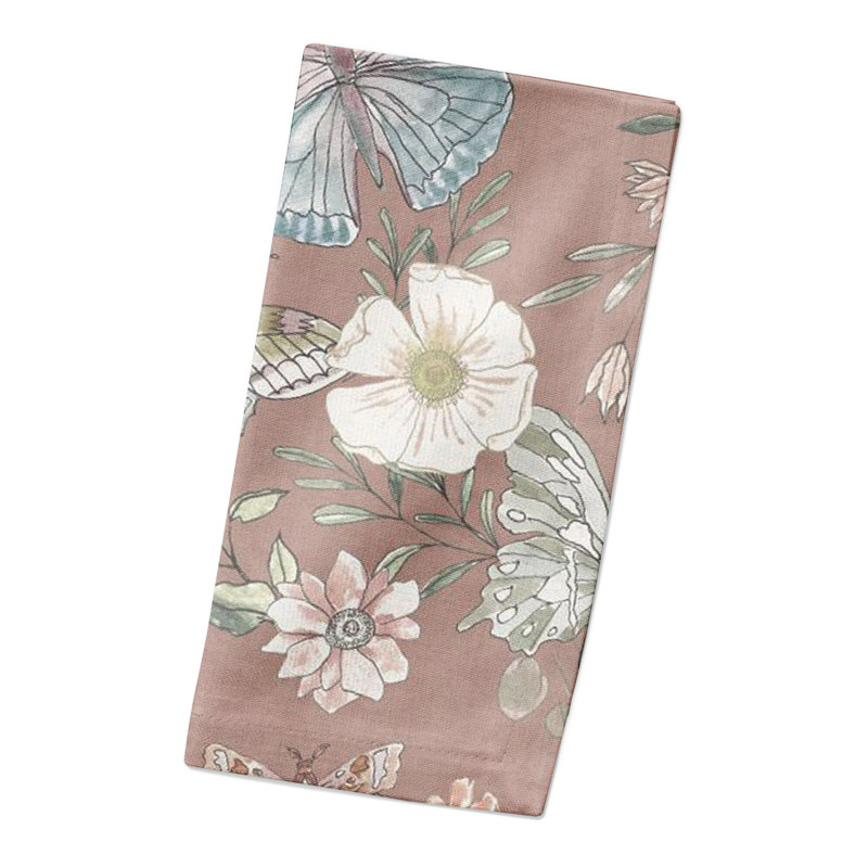 Alkhoury Cotton Floral Square Napkin, Mauve