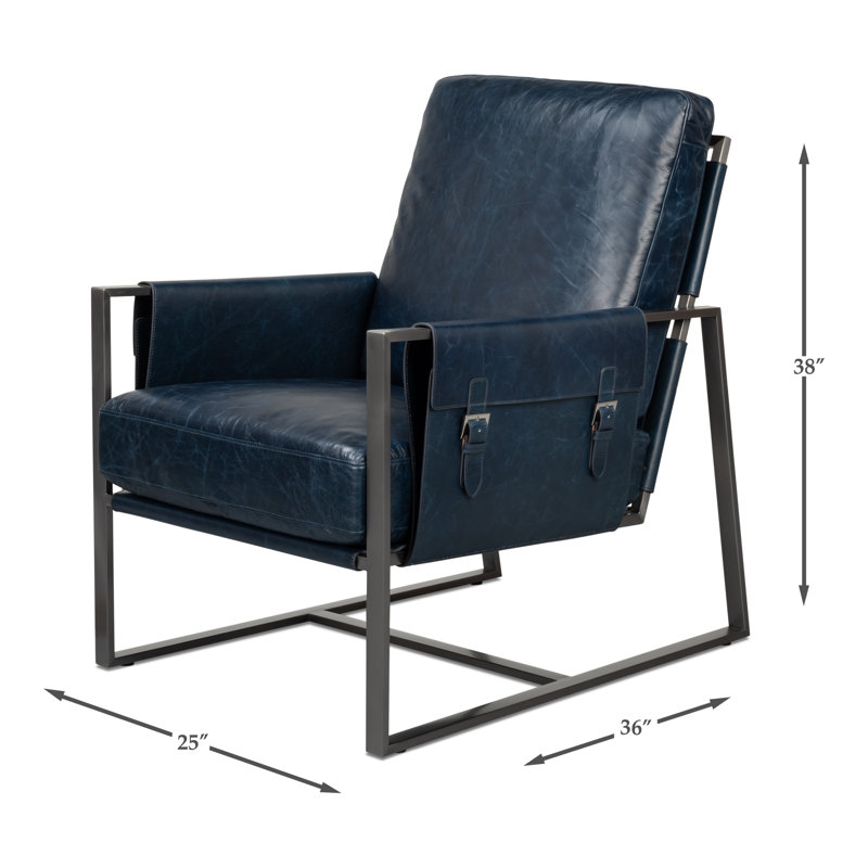 Edmonds Leather Armchair, Blue Leather
