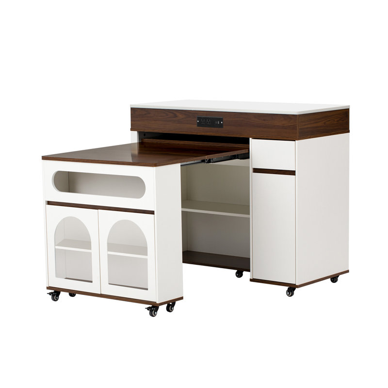 Table de salle à manger extensible avec plateau pliable très long (sans la chaise), Noyer