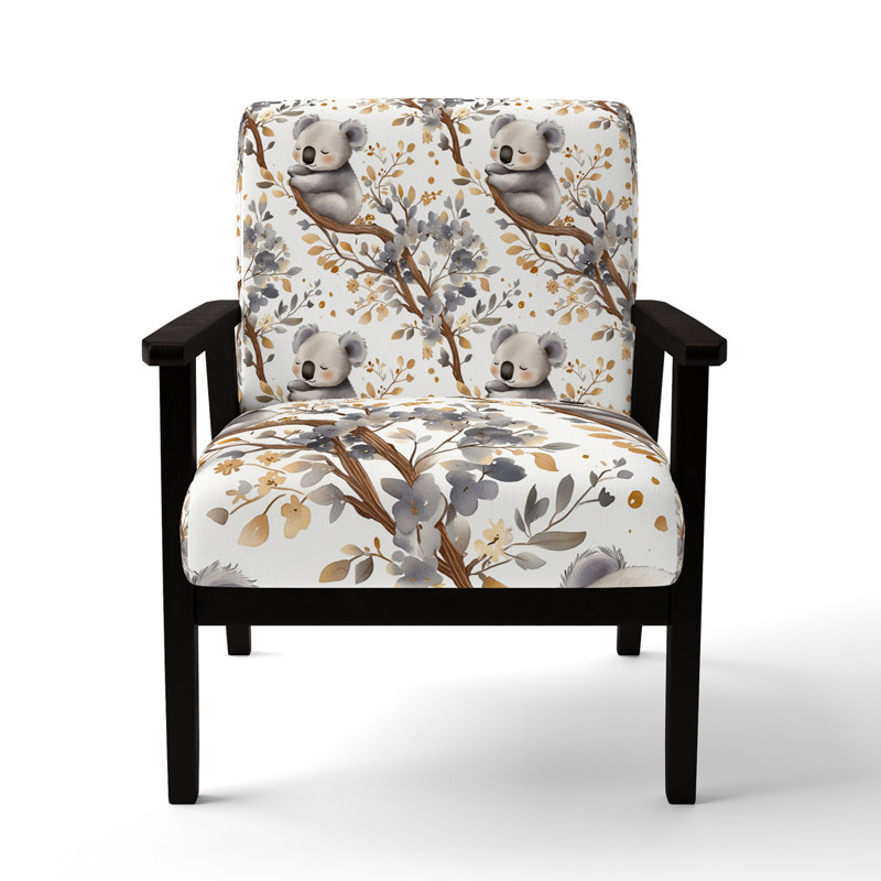 Chaise d'appoint pour enfants - Sleepy koala en Australie, fauteuil gris, Accoudoirs carrés noirs