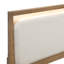 Grand lit moderne tapissier brun avec éclairage à DEL et coin lecture brun avec revêtement texturé et éclairage, bois