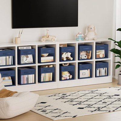 Paquet de 10 cubes de rangement pliables avec fenêtre et poignées transparentes, bacs de rangement en tissu de 11 po x 11 po pour placard, tablette, jouets, vêtements et rangement