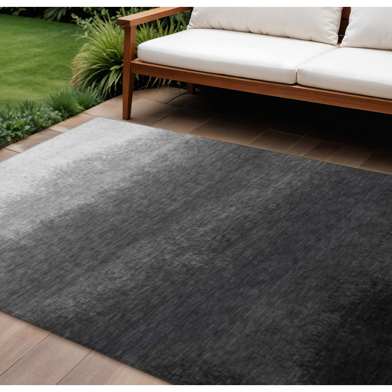 Tapis extérieur lavable 10 pi x 14 pi ombré gris et argent