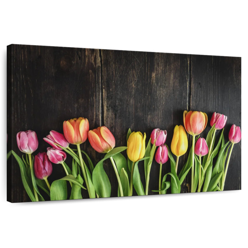 Harnek tulipes sur bois, H 8 po x l 12 po