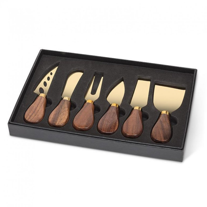Set Of 6 Walnut Handled Cheese Tools