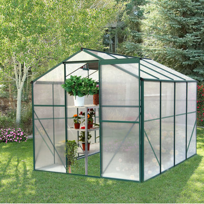 Serre en polycarbonate, serre de jardin robuste 6 pi x 8 pi pour jardin / extérieur