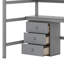Lit mezzanine simple en bois avec bureau, tableau noir, boîte de rangement, tablette et 3 tiroirs-104471043