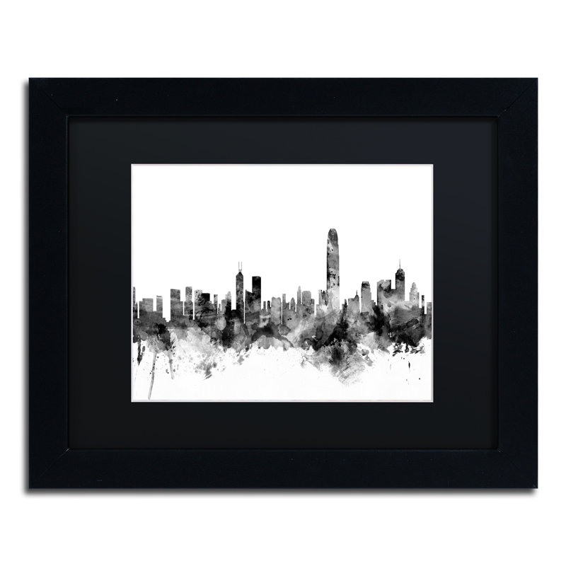 «Skyline», impression encadrée, H 11 po x l 14 po x P 0,5 po, Blanc, Cadre noir