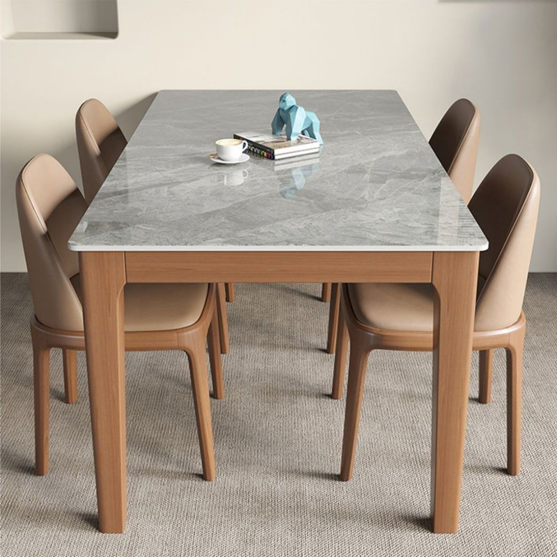 Table de salle à manger brune en bois fritté rectangulaire et bois massif, H 29,53 po x L 55,12 po x l 31,5 po