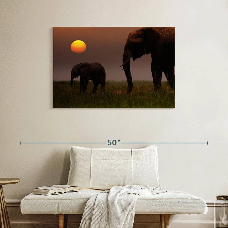 Brampt Grazing Elephant Family, 26" H x 39" W