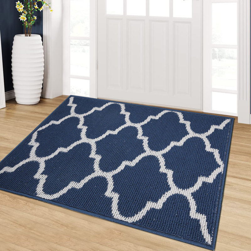 Premium Indoor Outdoor, Non-Slip Absorbent, Resist Dirt, Machine Washable, Entry Decor Rug, 81.3cm W x 121.9cm L, Navy