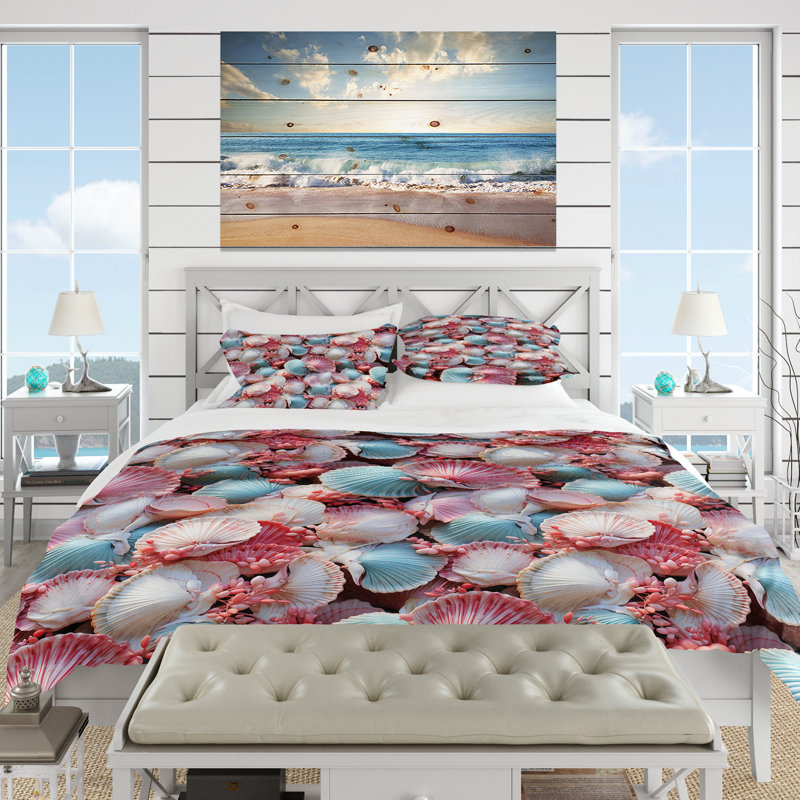 Ensemble de housse de couette Seashell Mirage, Housse de couette pour très grand lit et 2 très