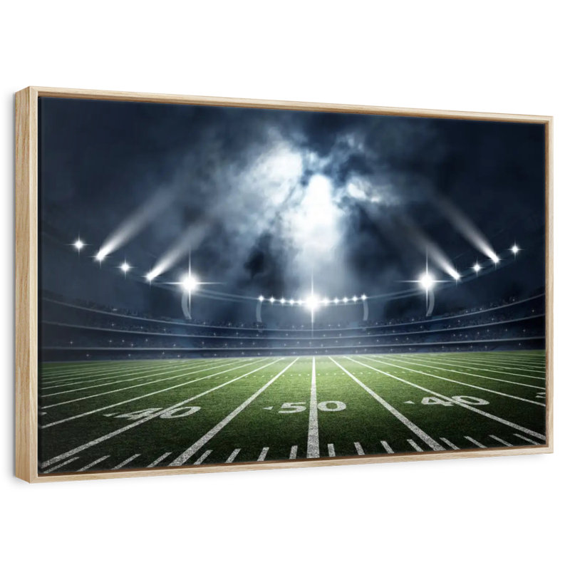 Grand stade de football, Cadre flottant en bois naturel, 46 po x 31 po