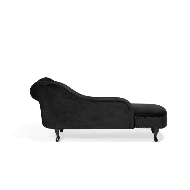 Jeb Velvet Chaise Lounge, Right Hand Facing, Black