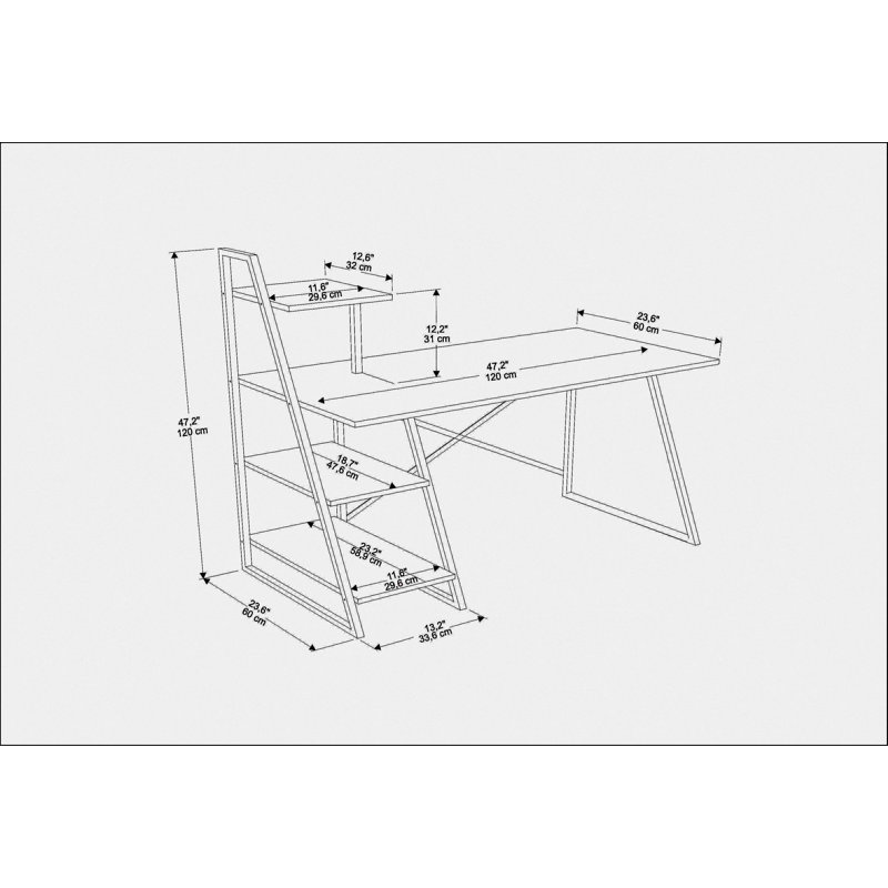 Andersontown 120cm W Rectangular Computer Desk, White Marble and Gold