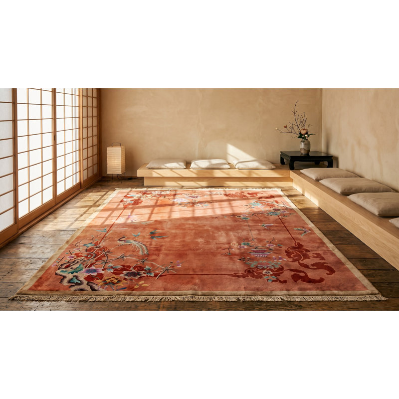 Tapis en laine noué à la main à motif chinois art déco antique des années 1920