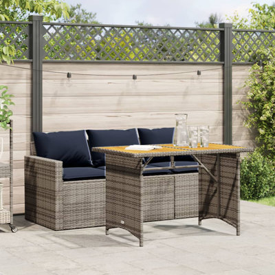 Ebern Designs 2 Piece Patio Dining Set With Cushions Gray Poly Rattan