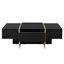 Table basse 47,2 "X 31,4" avec 2 tiroirs, placage noir ultrabrillant, pieds dorés, salon contemporain minimaliste 47,2 "31,4" et décoration de meubles-819003182-819003153