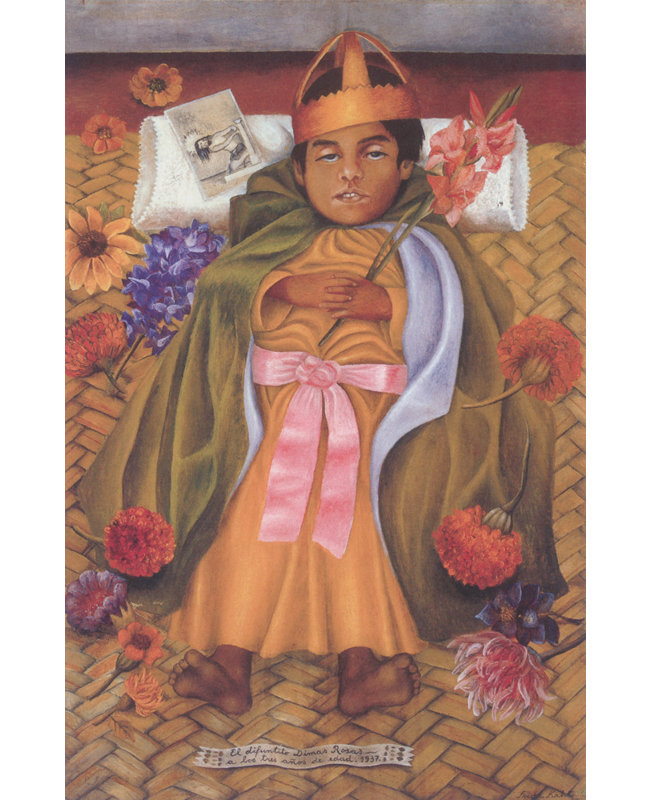 Toile tendue The Decnés Dimas Rosas at the Age of Three par Frida Kahlo, H 40 po x l 28 po