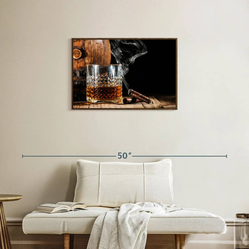 Bourbon tonneau et cigare, Cadre flottant noyer, 31 po x 21 po