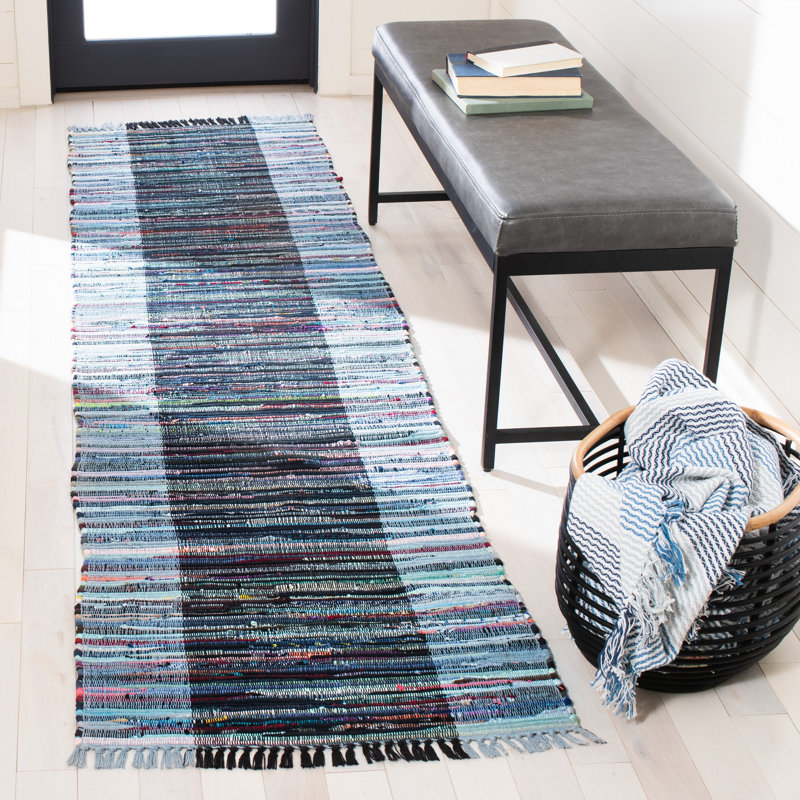 Mclean Rag Rug Flat Weave Cotton Striped Rug, Runner 2'3" x 9'