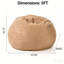Fauteuil à billes en mousse déchiquetée de 5 pi pour enfants et adultes, housse en microsuède amovible, canapé de plancher pour lire dans la chambre à coucher, rouge-400577552