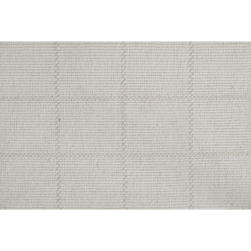 Tapis Lauren tissé à la main géométrique en laine et polyester ivoire, 3 m x 4 m, 10 pi x 13 pi