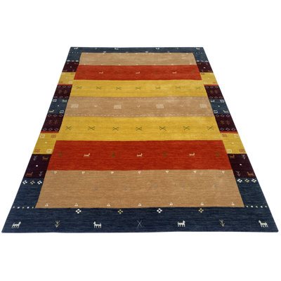 Finty Chequered Wool Hand Loomed 170cm X 240cm Area Rug