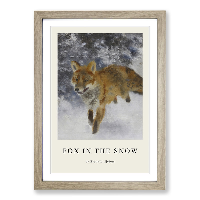 Fox in the Snow Vol.3 1 Piece Single Picture Frame Wall Art, 36cm H x 27cm W x 2cm D, Oak Framed