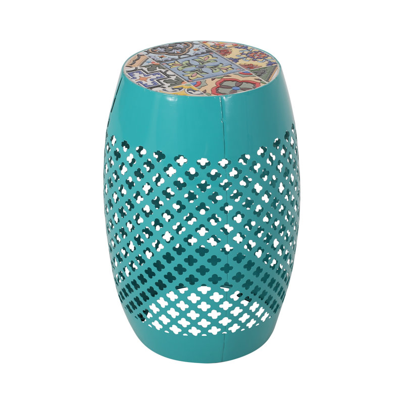 Table de bout Derryck Drum, Bleu sarcelle