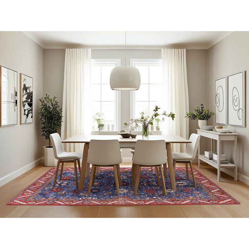 Tapis oriental rouge / bleu / beige Hardtner, Rectangle 7 pi x 10 pi