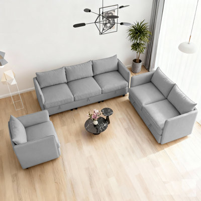 6-Seat Modular Sectional Sofa with Hidden Storage, Convertible Sofa Couch with Soft Cushions