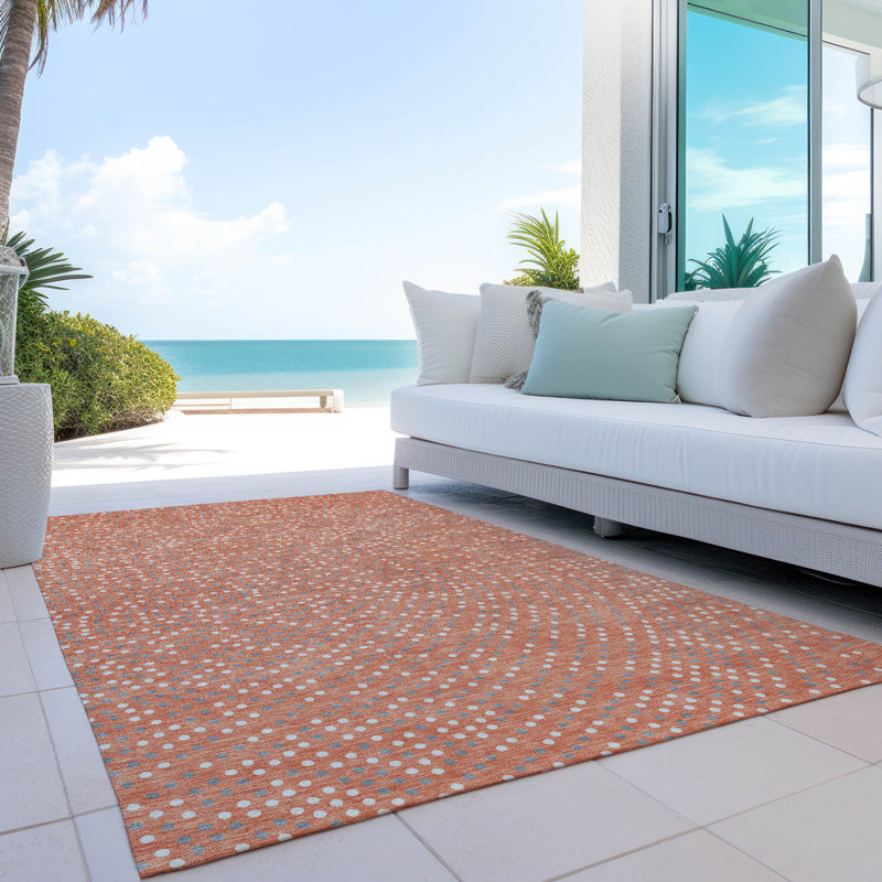 Salmon Rectangular Synthetic Flat Woven Washable Area Rug