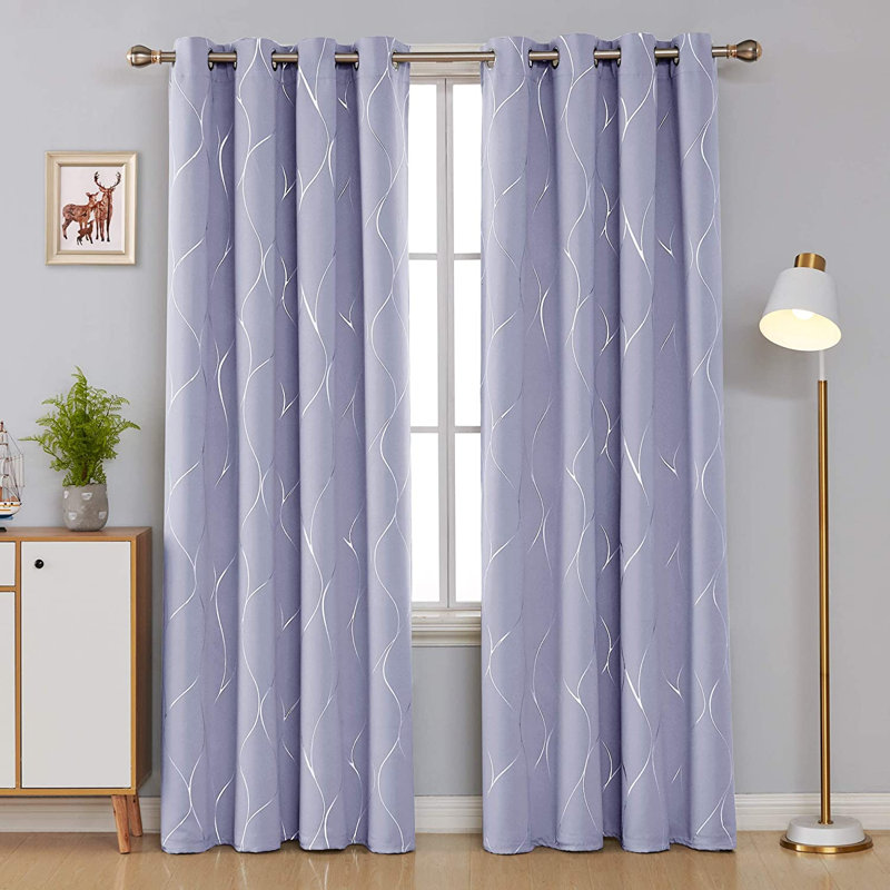 Kellda Thermal Room Darkening Polyester Curtain Panels , Light Purple, 42" W x 96" L