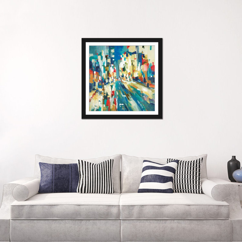 « urban battement », impression sur toile, H 24 po x l 24 po x P 1 po, Papier avec cadre noir, Blanc