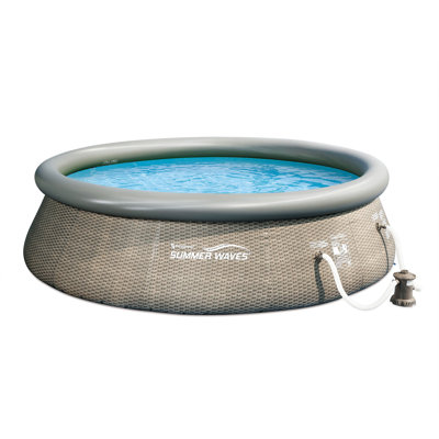 Summer Waves Plastic Round Inflatable Pool 36'' H x 144'' W x 144'' L , with Pump Included