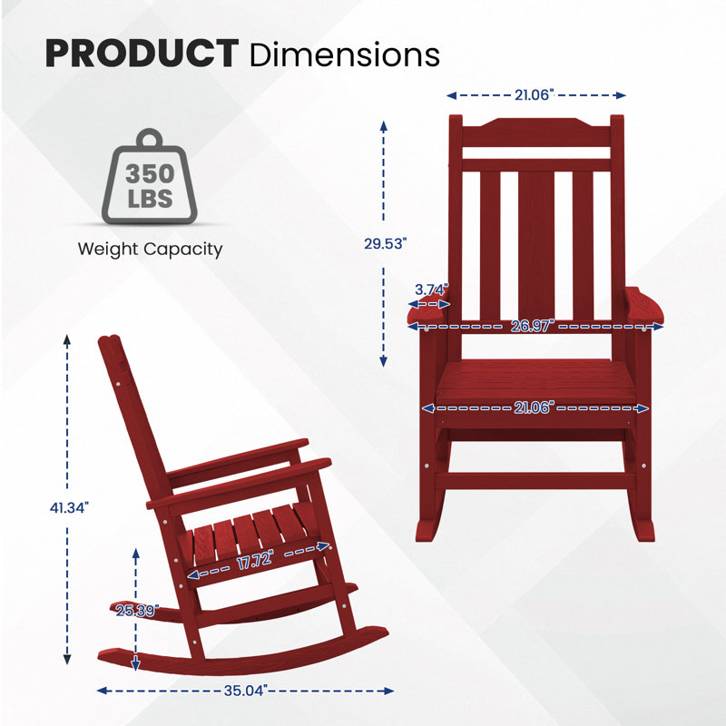 Fauteuil Adirondack surdimensionné en polyéthylène haute densité Wolak Wolak, Rouge foncé