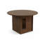 Table de salle à manger 47 "ronde pour 4 à 6 personnes, table de cuisine carrée moderne avec tablettes de rangement à 2 niveaux, porte coulissante en verre cannelé, grain de bois brun-133527317