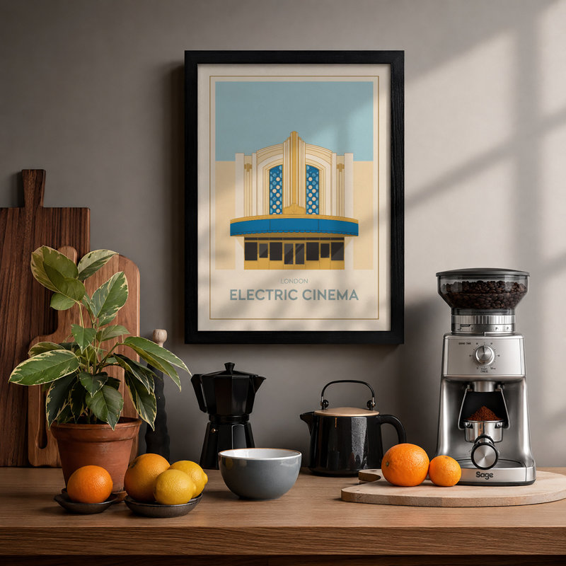 Cinema Art Deco - Framed Print, A4 - 29.7 x 21.0 cm, Black