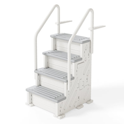 Winado HDPE 4-Step Pool Ladder Safety Step For In Ground And Above Ground Pool In White And Gray