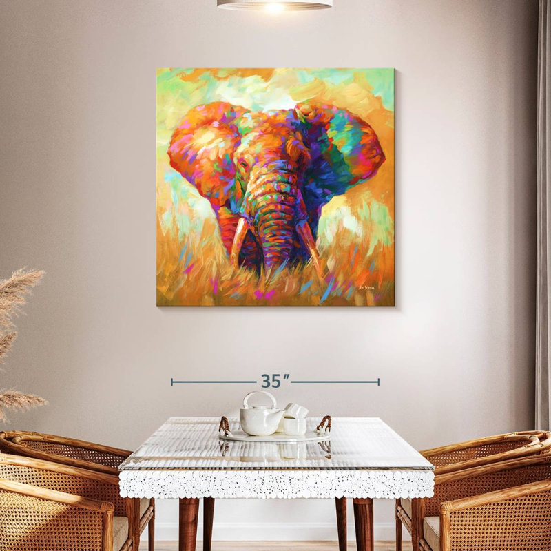 Crowle, l'éléphant coloré I, H 39 po x l 39 po