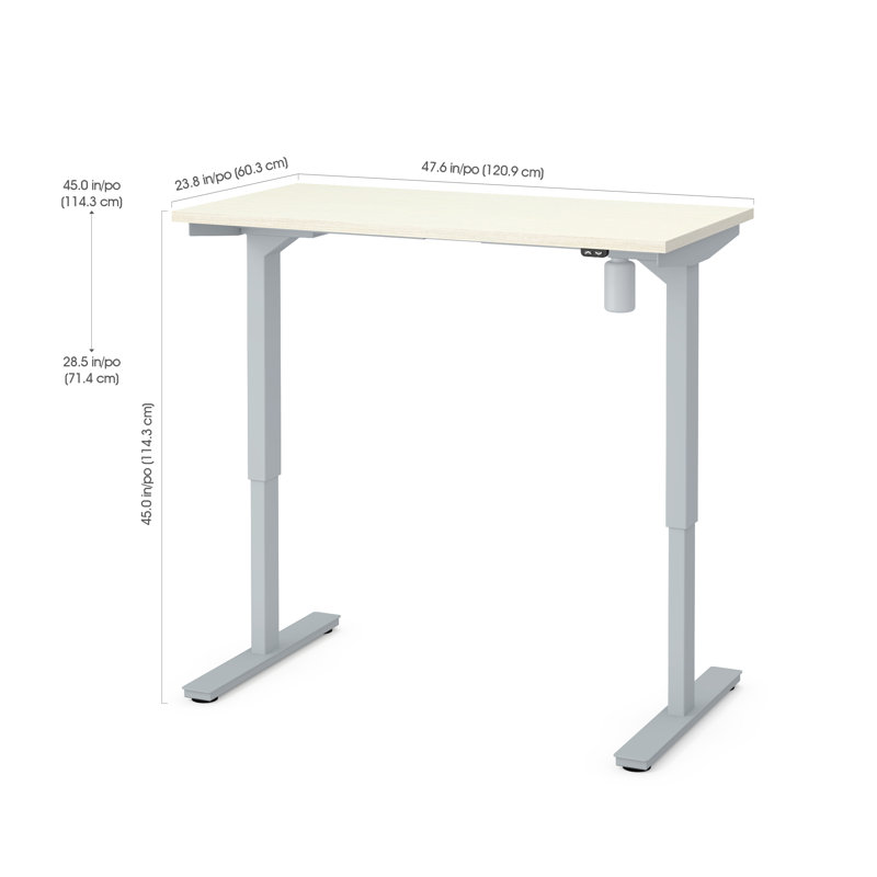 Bureau debout à hauteur ajustable Zoie, H 42 po x l 47,6 po x P 23,8 po, Blanc et blanc